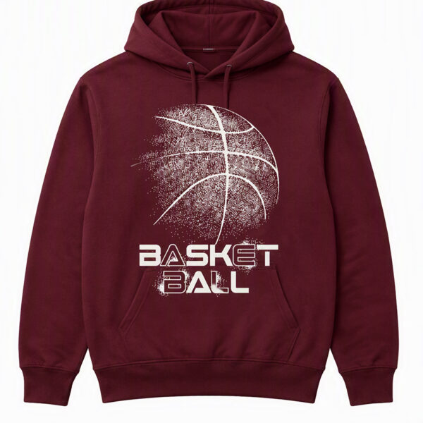 2508260001-Distressed Basketball Graphic Apparel Hoodie Distressed Basketball Hoodie