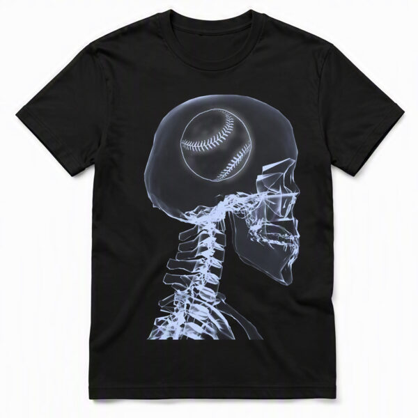 2508260017-X-Ray Baseball Skull Graphic Apparel T-Shirt X-Ray Baseball Skull T-Shirt